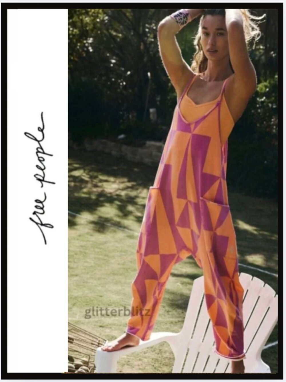 Free People Hot Shot Printed Onesie Incline Melon Combo